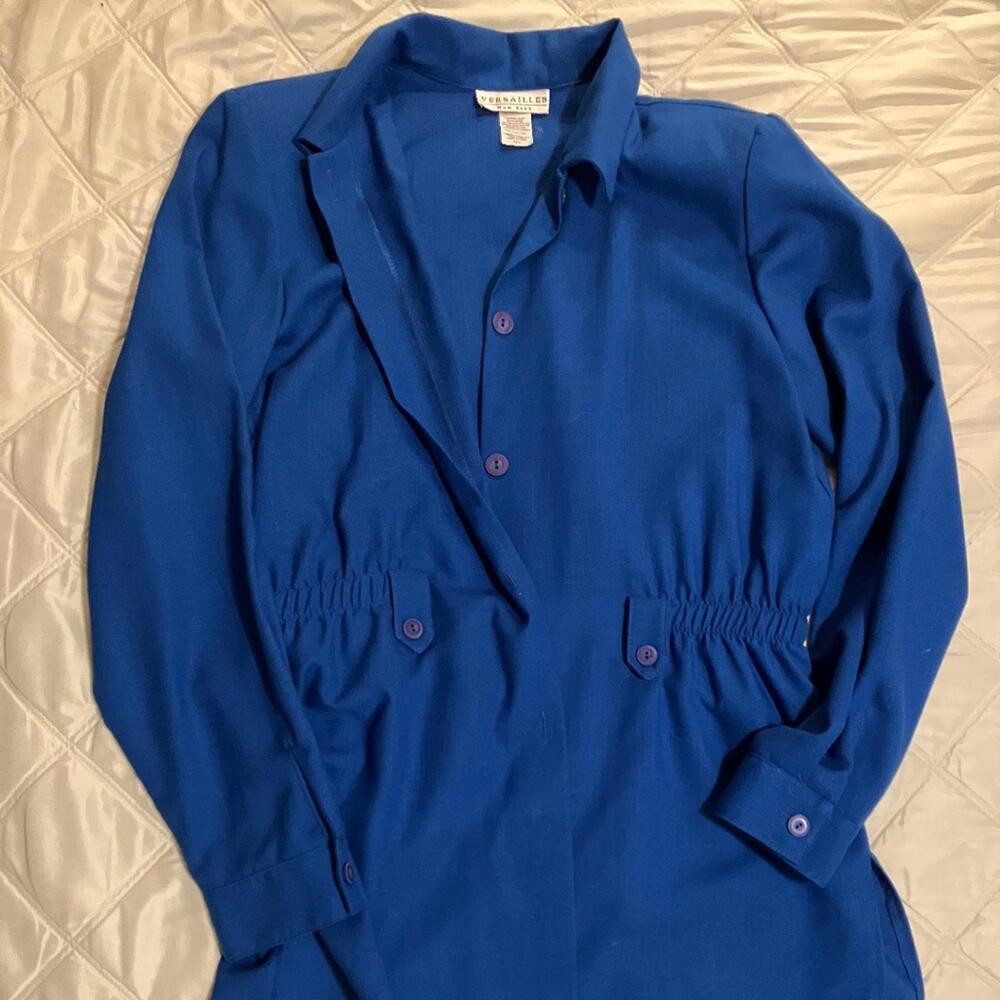 Made in USA! 12 Tall VERSAILLES BLOUSE Cinched Elastic Waist Button Down Collar